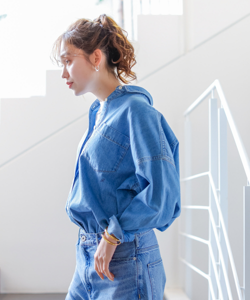 「Rouge vif」 長袖シャツ フリー ブルー レディース_画像6