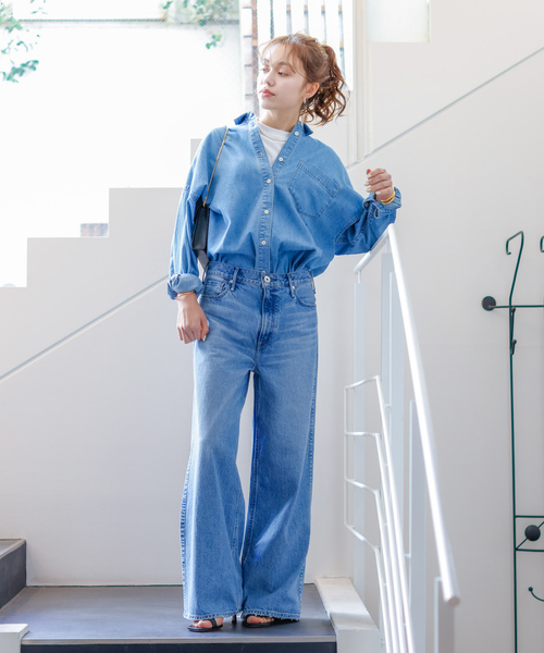 「Rouge vif」 長袖シャツ フリー ブルー レディース_画像9