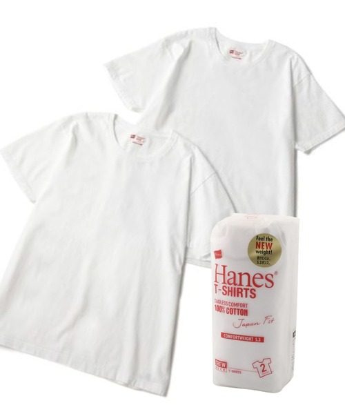 tシャツ Tシャツ メンズ 「HANES」「Japan Fit」 クルーネックTシャツ白2枚組｜zozo