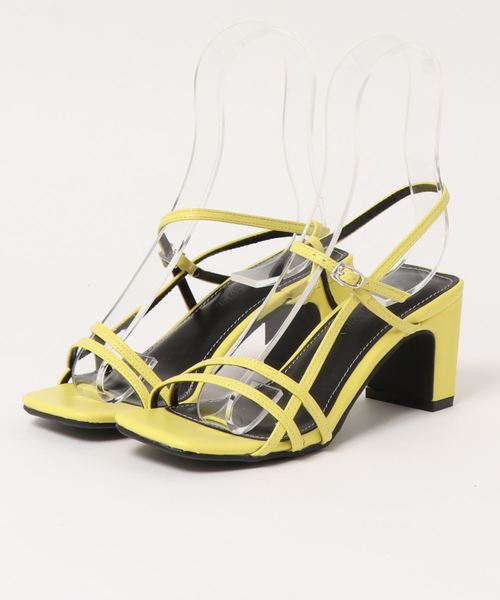 YELLO■ヒールサンダル✨ドレスシューズ 厚底 チャンキーヒール ストラップ チューブストラップチャンキーヒールサンダル[zr1187