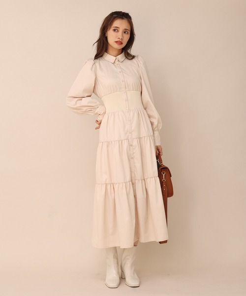 【アンドクチュール】コルセットシャツワンピース one after another NICE CLAUP ワンピース シャツワンピース 1枚で