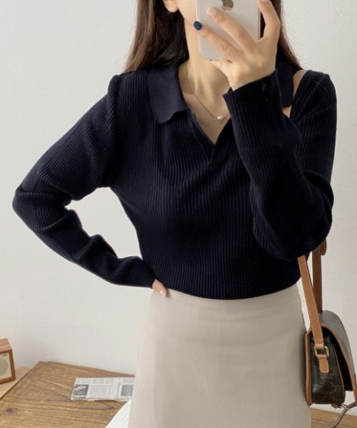ニット 襟付きVネックリブニット : ZOZOTOWN Yahoo!店 - 通販 - Yahoo