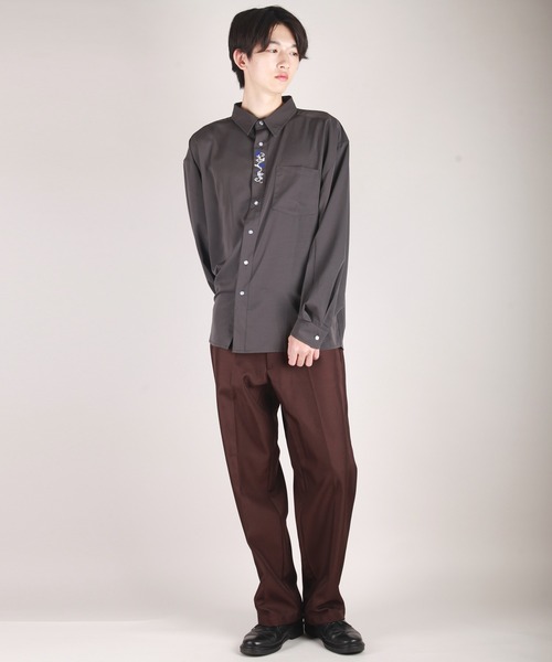 WESTSEA（ウエストシー） シャツ バラ刺繍とろみシャツ メンズ
