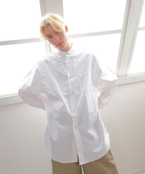 CDL オーバーサイズシャツ ZIP FIVE シャツ 「ZIP FIVE」 CVCオックス 長袖 バンドカラー
