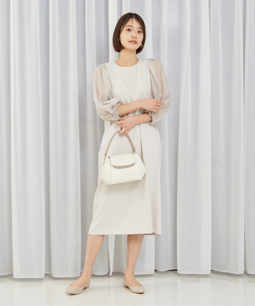 abahouse mavie エニデイカセット シアー袖切替ワンピース abahouse mavie｜【エニデイカセット】シアー袖切替ワンピース