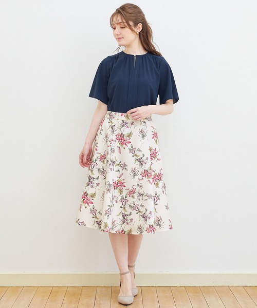 スカート ミモレ丈花柄プリントスカート レディース : 73996333  