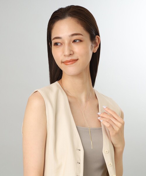 COCOSHNIK ネックレス K10ベネチアンフラットチェーン三つ編みY字 