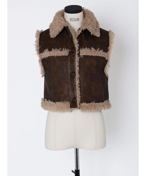 ベスト 「VEQUM」SHORT FAKE MOUTON VEST レディース : 76491333 