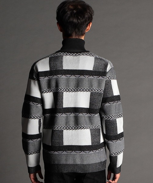 ニコルクラブフォーメン（NICOLE CLUB FOR MEN）/【23年モデル】編地切り替 タートルネックニット NICOLE CLUB FOR MEN（ニコルクラブフォーメン） セーター ニット 「23