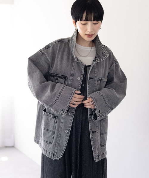 美品 タグ付き LEPSIM デニムカバーオール LEPSIM デニムジャケット gジャン PUカラーカバーオール 243426