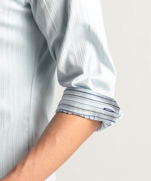 NICOLE CLUB FOR MEN シャツ リバーシブルドビー7分袖スタンド