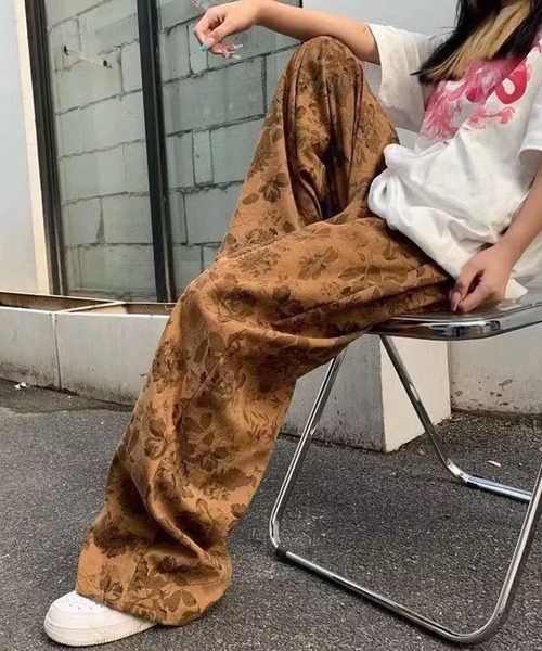 パンツ フラワー柄 ワイドパンツ レディース メンズ : ZOZOTOWN