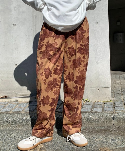 TUITACI フラワー柄 パンツ パンツ フラワー柄 ワイドパンツ レディース メンズ : ZOZOTOWN