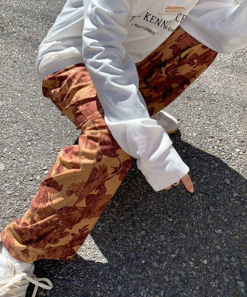 パンツ フラワー柄 ワイドパンツ レディース メンズ : ZOZOTOWN