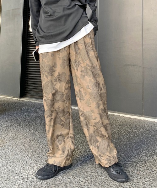 黒 花柄 パンツ　コムコム　値下げ中 パンツ フラワー柄 ワイドパンツ レディース メンズ : ZOZOTOWN