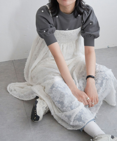 VENCE EXCHANGE ワンピース フリンジジャガードキャミワンピース