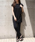 セットアップ 夏 ワッフルトップス+レギンスセ...の詳細画像1