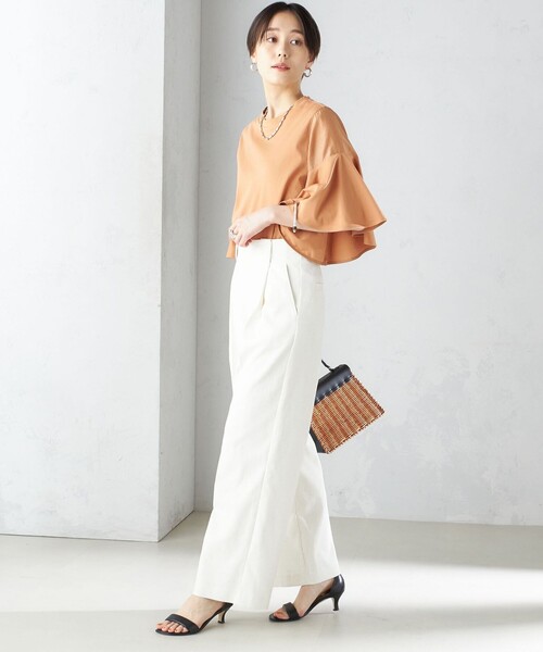 SHIPS for women / シップスウィメン 〈手洗い可能〉PLA スムース シアー コンビ スリーブ プルオーバー SHIPS tシャツ 「手洗い可能」PLA スムース シアー コンビ