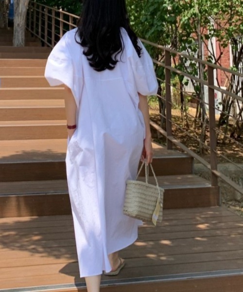 ワンピース バルーンスリーブビックシルエットロングワンピース  