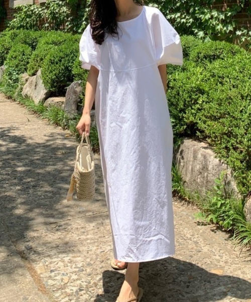 ワンピース バルーンスリーブビックシルエットロングワンピース  