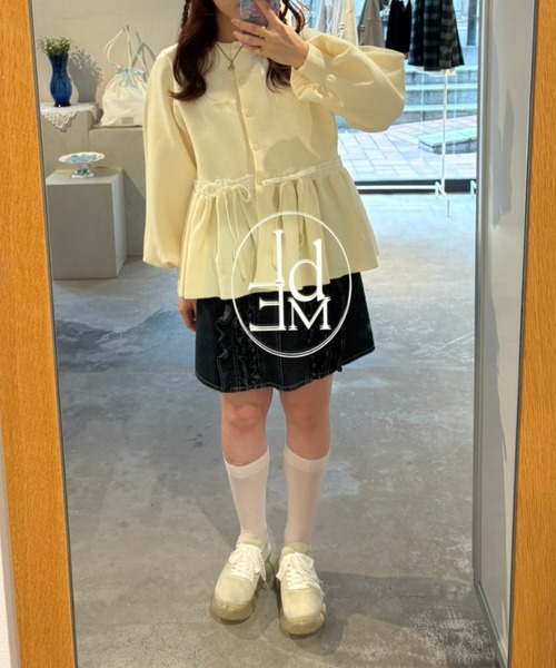 カーディガン velours ribbon peplum cardigan / リボンペプラム