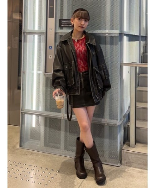 SLY（スライ） スカート 3D PK F/LEATHER MINI SK スリーディ ポケット