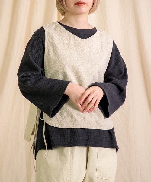 ベスト ジレ 「Brocante / ブロカント」 綿麻キャンバス リュバンジレ レディース Brocante ベスト ジレ 「Brocante / ブロカント」 綿麻