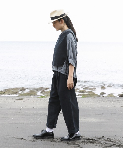ベスト ジレ 「Brocante / ブロカント」 綿麻キャンバス リュバンジレ レディース Brocante ベスト ジレ 「Brocante / ブロカント」 綿麻