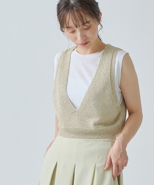 ニット セーター 「WHYTO. / ホワイト」 GLITTER KNIT BUSTIER レディース