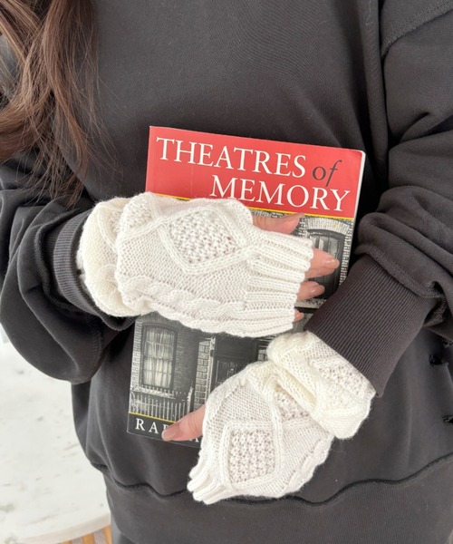 TREOVER アームカバー ケーブルニット アームウォーマー レディース