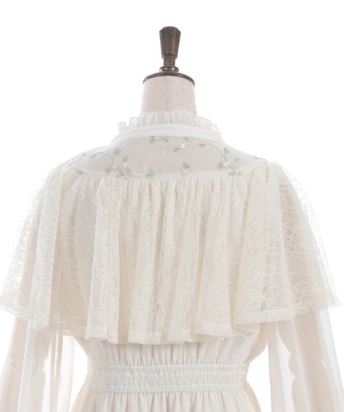 axes femmeベージュ フリル襟 ケープワンピース レースフリルケープジャケット【期間限定価格】 | レディース服