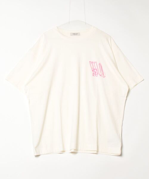 tシャツ ボーイフィットコットンジャージーレタリングプリントTシャツ レディース