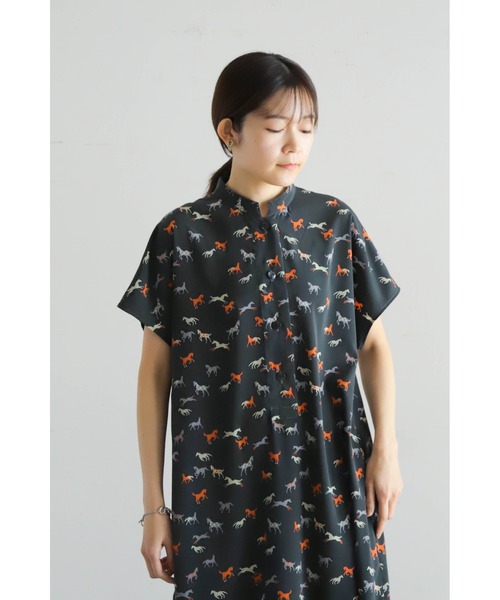 ワンピース MIXホースプリント スタンドネックワンピース : ZOZOTOWN
