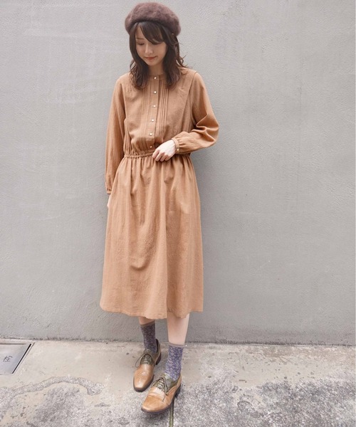 「haupia」 長袖ワンピース MEDIUM ネイビー レディース_画像3