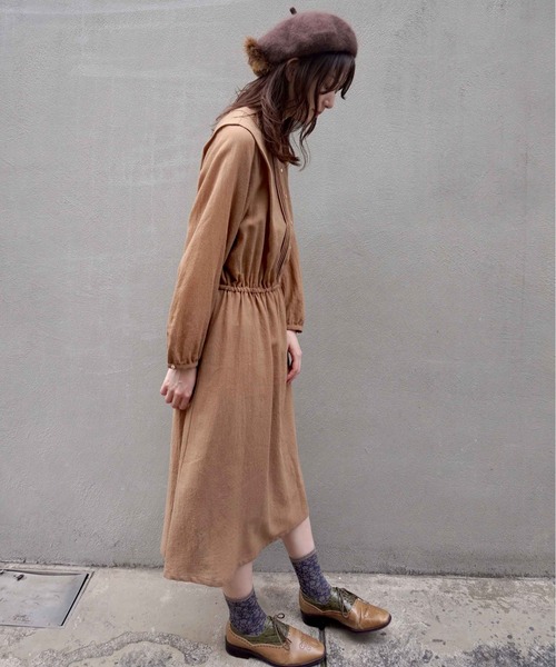 「haupia」 長袖ワンピース MEDIUM ネイビー レディース_画像5