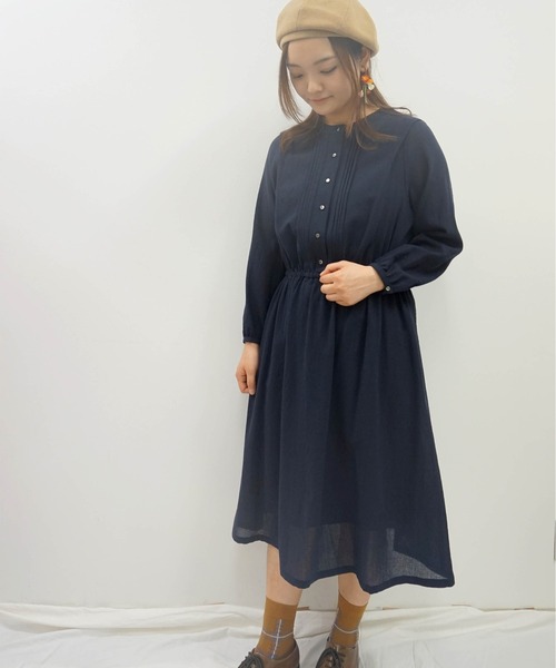 「haupia」 長袖ワンピース MEDIUM ネイビー レディース_画像7