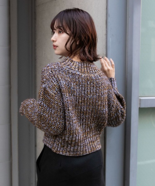 MUSE URBAN Vネック ニット ブラウン リネン混 MUSE URBAN Vネック ニット ブラウン リネン混 レディース