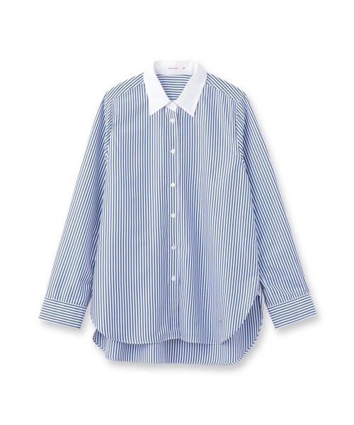 ブラウス シャツ 「洗える/ストライプ柄」オーバーシルエットクレリックシャツ レディース DRESSTERIOR ブラウス シャツ 「洗える/ストライプ柄」オーバー