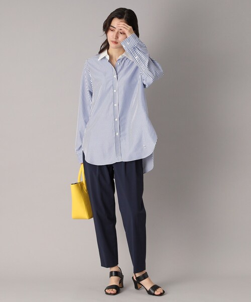 ブラウス シャツ 「洗える/ストライプ柄」オーバーシルエットクレリックシャツ レディース DRESSTERIOR ブラウス シャツ 「洗える/ストライプ柄」オーバー