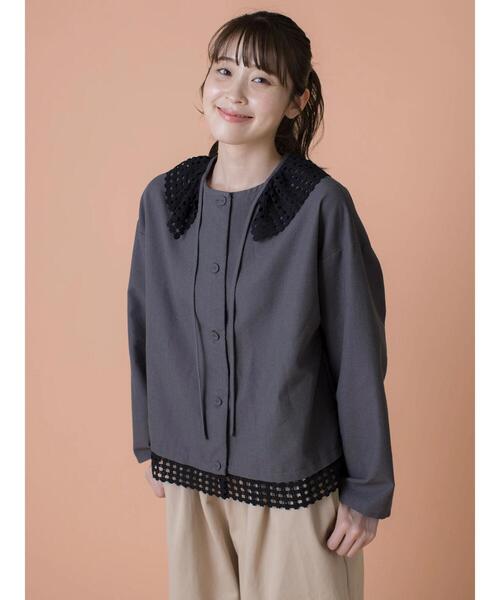 ブラウス シャツ 「ゆべしコラボ」小花レース襟取り外しブラウス レディース Samansa Mos2 ブラウス シャツ 「ゆべしコラボ」小花レース襟