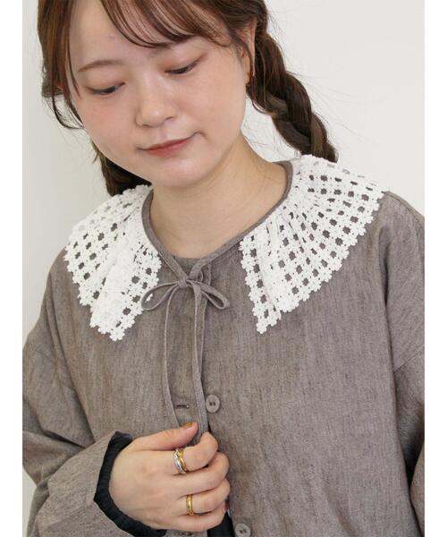 Samansa Mos2 ブラウス シャツ 「ゆべしコラボ」小花レース襟