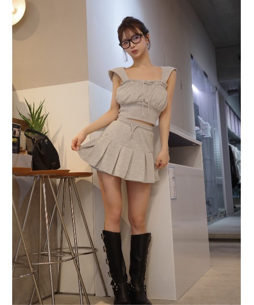 プリーツヘムスウェットミニスカート　ダーリッチ　darich FREE GRY ダーリッチ Darich プリーツヘムスウェットミニスカート