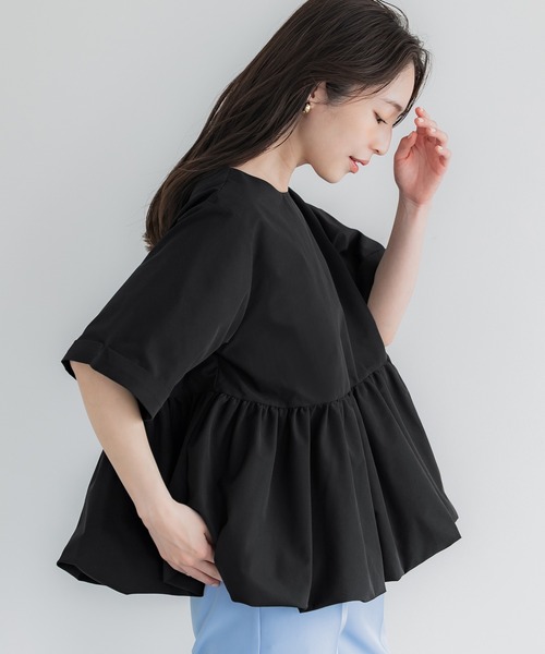 COCO DEAL◆半袖ブラウス/--/レーヨン/BLK coca ブラウス シャツ バルーン半袖ブラウス レディース