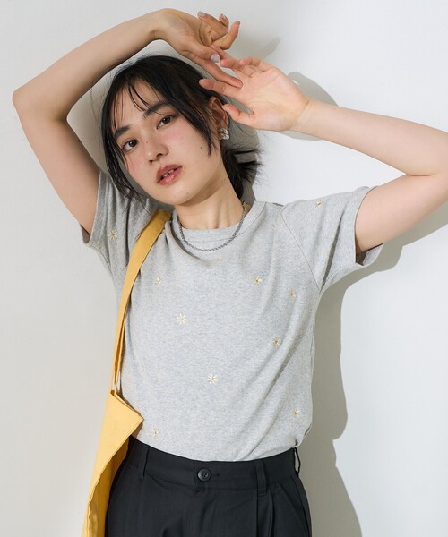 FREAK'S STORE tシャツ ミニデイジー刺繍Tシャツ/花柄Tシャツ