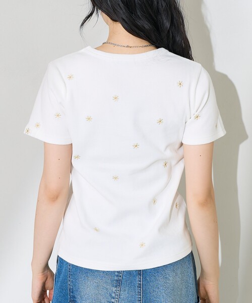 インポートロッサデニムブルー 花柄刺繍 半袖Tシャツ44 インポートロッサデニムブルー 花柄刺繍 半袖Tシャツ44 - メルカリ