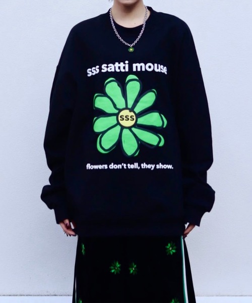 sss satti mouse トレーナー スウェット フラワーロゴスウェット 