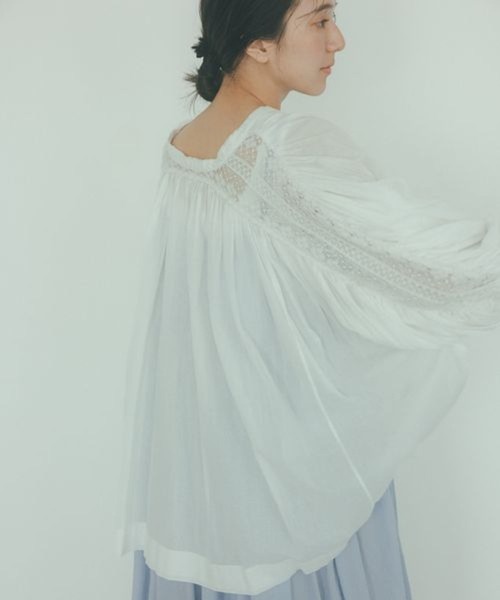 ブラウス シャツ 「natural by clip」レース袖ギャザーブラウス レディース