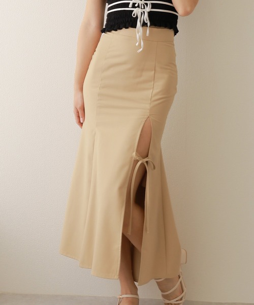 スカート Rosy ribbon slit mermaid skirt Ribbon mermaid skirt