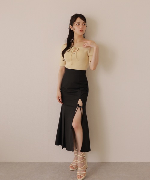 スカート Rosy ribbon slit mermaid skirt M DOLLY スカート *M DOLLY original* slit ribbon mermaid skirt