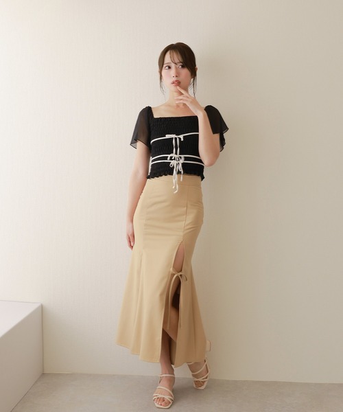 M DOLLY スカート *M DOLLY original* slit ribbon mermaid skirt